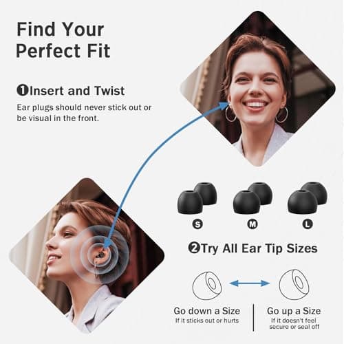 Ear Plugs for Sleep – Super Soft, Reusable Hearing Protection in Flexible Silicone for Noise Reduction & Flights - 8 Ear Tips in XS/S/M/L -Black.Hearing Protection Ear Plugs Noise Cancelling 30dB — view 5