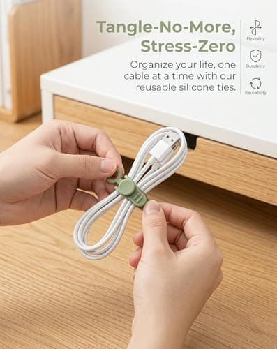 12 Pack Cable Ties Silicone Reusable Cable Straps for Desk Management — view 4
