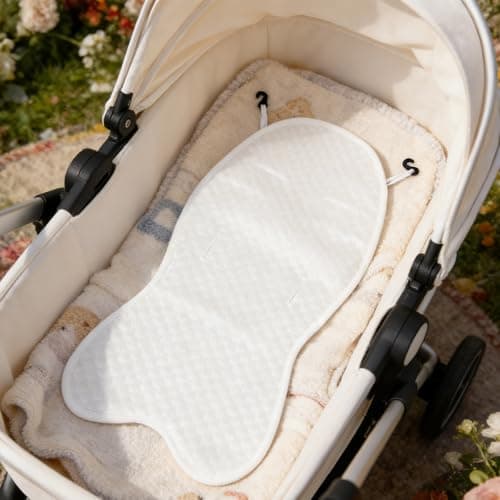 OSOLADY Baby Cooling Mat, Liner Toddler Seats Pad, Portable Cooler Cushion for Toddlers and Babies Outdoor Travel White — view 5