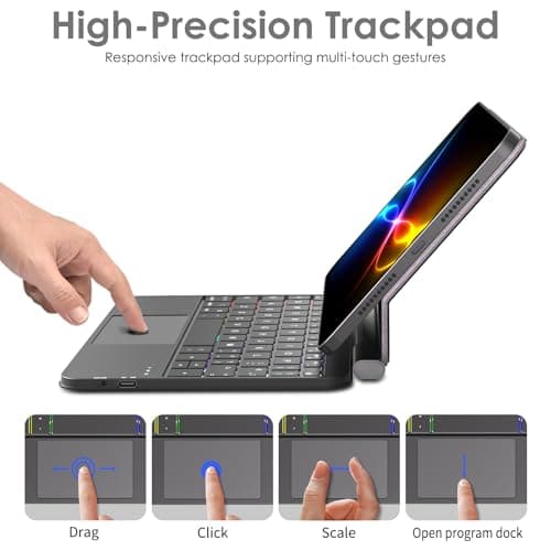 TECHGEAR Magic Keyboard Case for iPad Mini 7 (A17 Pro) & iPad Mini 6, Slim Magnetic Floating Stand, Bluetooth QWERTY, Multi-Touch Trackpad, 7-Color Backlit Keyboard for Study, Travel & Work — view 6