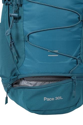 Mountain Warehouse Pace 30L Rucksack - Hydration Compatible Backpack, Airflow Back System Rucksack, Packaway Rain Cover - For Travelling, Camping, Hiking Teal — view 6