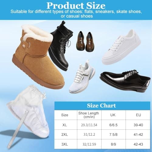 Alaoo Rainproof Shoe Covers, Durable Thickened Overshoes for Men and Women, Shoe Cover Foldable with Non Slip for Rain, Gardening, Hiking, Outdoor, White 2XL — view 2