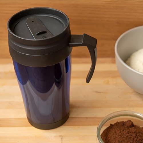 450ml Car Coffee & Tea Travel Mug with Handle Double Wall Insulated Cup for Hot & Cold Drinks Cup Holder Compatible Leak-Resistant Portable Mug for Office Home and Outdoor Use — view 5