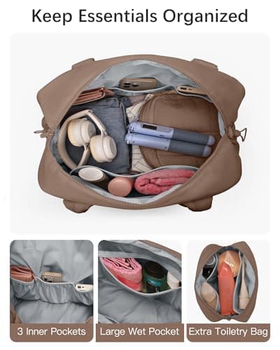 oscaurt Gym Bag 24L Travel Duffle with Toiletry Pouch Puffer Handbags for Women Carry On Holdall Bag Travel Essentials for Work Flight Weekend Hospital — view 4