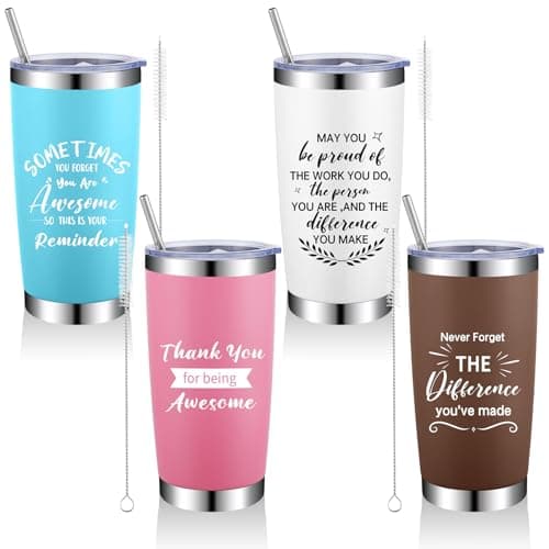 4 Thank You Gifts for Coworkers Insulated Tumbler 20oz Stainless Steel Mug