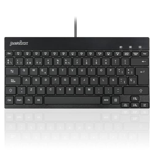 Perixx PERIBOARD-326 Mini Backlit USB Keyboard, Short Travel Keys, Compact, QWERTY ES, Minimalist Design