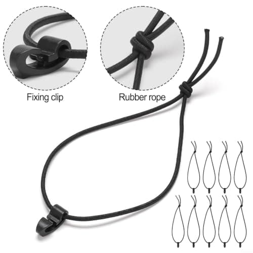 Black Bungee Cords 10-Pack Elastic Straps Hooks — view 3
