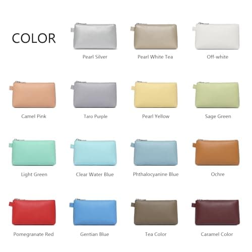 YONBEN Small Makeup Bag for Handbag Travel Pouch (Pearl Silver, PU) — view 3