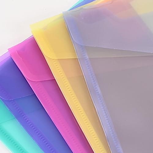 Plastic Envelopes Plastic Folders A4 File Folders, Document Folder Plastic File Folder for Document Clear File Bags Document Pouch Plastic Envelopes with Snap Closure 5Colors (5 Pack) — view 6