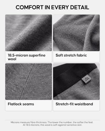 DANISH ENDURANCE Merino Wool Thermal Leggings Men, Midweight 180 GSM, Black, L — view 4
