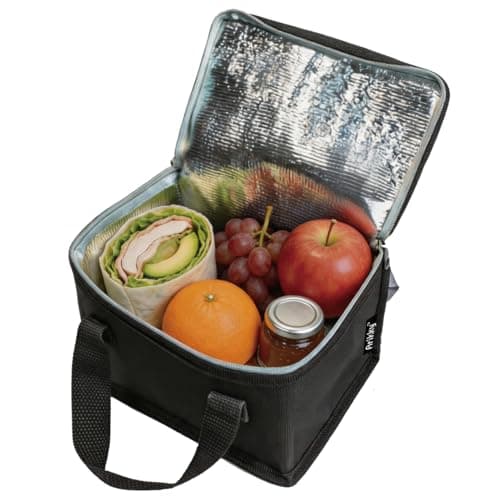 Arikky Lunch Bag Insulated Women Men Kids Cool Bag Lunch Box School Girls Boys Toddlers Picnic Bag Travel Small Mini Cooler Black 6 cans — view 3