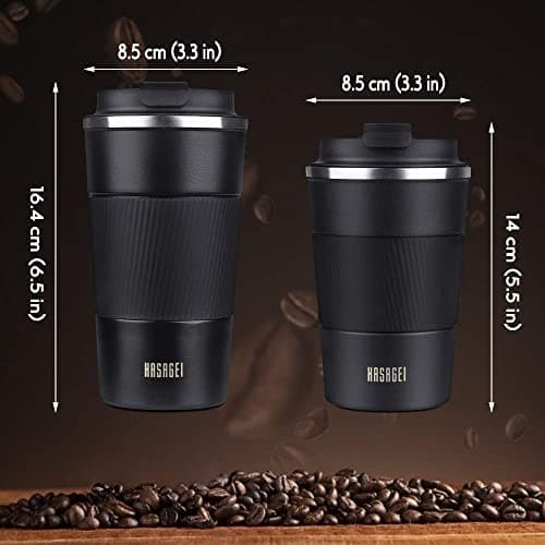 HASAGEI Travel Mug, Insulated Coffee Cup with Leakproof Lid - Vacuum Insulation Stainless Steel for Hot and Cold Water Coffee and Tea Black, 510ml — view 6