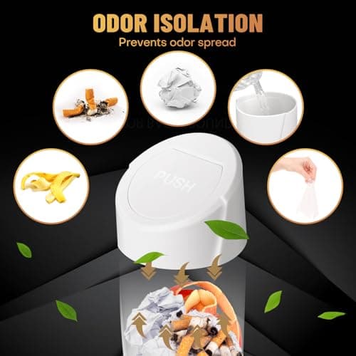SGLRT Car Trash Can Bin with Lid - Car Garbage Can Cup Holder - White Mini Leakproof Vehicle Trash Garbage Can Bin with 20pcs Trash Bags-Car Organizers and Storage for Front Back Seat Accessories — view 4