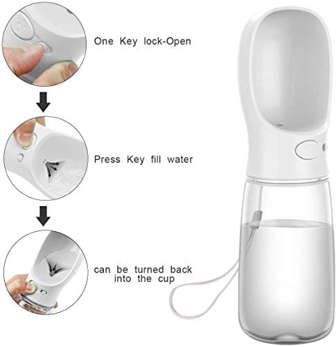 COTOP Portable Dog Water Bottle 350/550ml, Pet Water Dispenser Antibacterial Food Grade Leak Proof Dog Cat Travel Drink Bottle Bowl, Pet Outdoor Drinking Cup Dog Gift (550ml, white) — view 3
