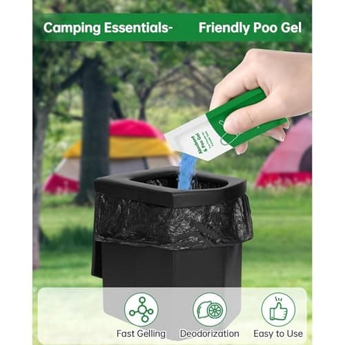 20 Pack Portable Camping Toilet Gel, Rapid Absorbent Waste Gel Odor Control Eco Friendly, Gels for Hiking Backpacking RV Road Trip Outdoor Toilet Portable Potty Travel — view 4
