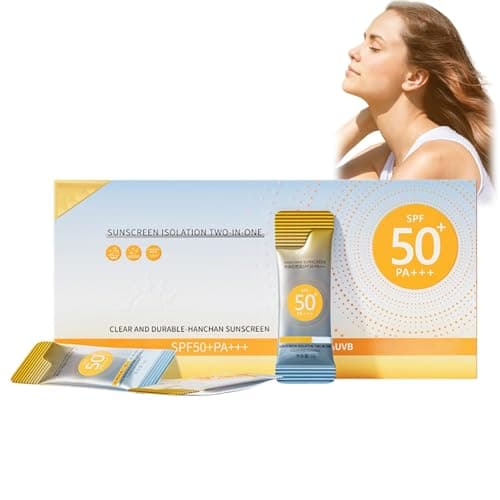50 Pack Mini Sunscreen Sachets Travel Size,SPF 50+ PA+++ Waterproof & Long Lasting Mini Sun Cream for Face & Body,Anti Aging Sunscreen SPF 50,Facial Sun Cream & Moisturiser,Travel Size Face Cream