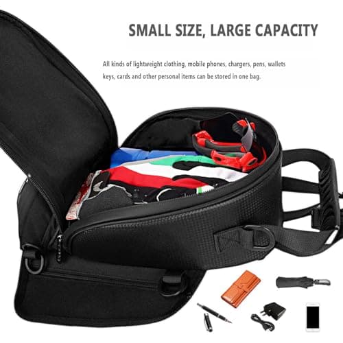 YSNFDN Motorcycle Tank Bag for Harley Davidson Softail Breakout 2013-2024, Waterproof Magnetic & Strap-On Motorcycle Fuel Tank Bag with Multi-Compartment Storage for Touring & Commuting,B — view 6