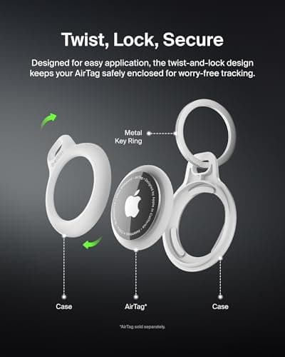 Belkin F8W973 AirTag Case with Key Ring (Secure Holder Protective Cover for Air Tag with Scratch Resistance Accessory) - White — view 4
