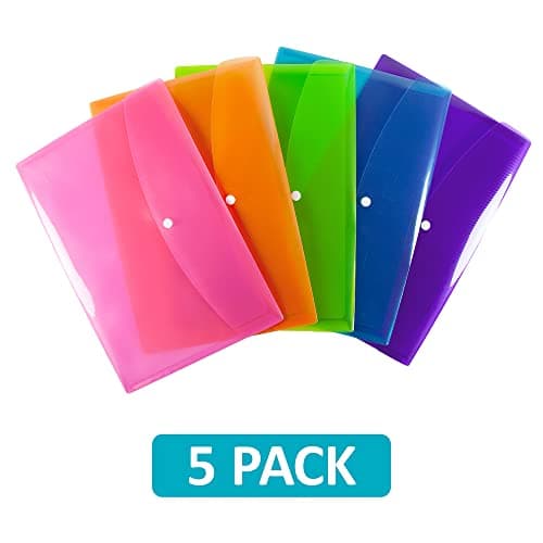 SUMMIT A4+ Heavy Duty Plastic Popper Wallets, Assorted Colours, Document Folders, Pack of 5 — view 2