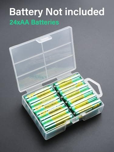 PNGKNYOCN AAA Battery Storage Case,Transparent Plastic Battery Case That Holds 24 AAA Batteries It features a hanging tab for wall mounting or storage in drawers for Travel and Home Use（2 Pack） — view 3