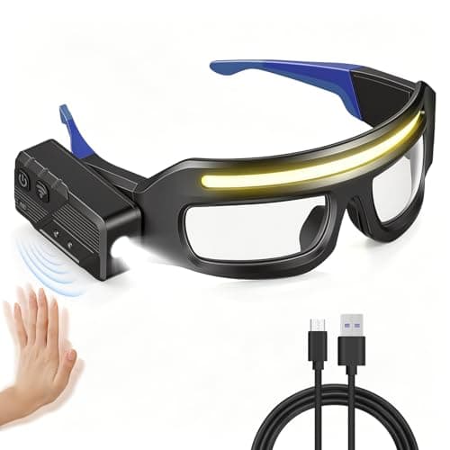 CaeliMuse Headlamp Torch Flashlight Glasses,Type-C Rechargeable Headlamp with Smart Gesture Control, Portable Headlamp IPX4 Water-Resistant, Hands-Free for Close-Up Work and Camping
