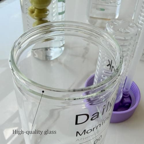 700ml Glass Water Bottle with Fruit Infuser & Hidden Straw, Leakproof Time Marker Drinking Bottle, BPA-Free Glass Tumbler with Silicone Sleeve forScholl, Gym, Office, Travel (Lavender Purple, 700ml) — view 3