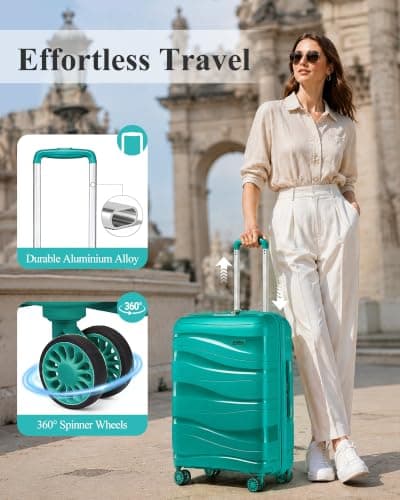 Kono 28 inch Large Suitcase with 4 Wheels Lightweight PP Hard Shell Trolley Case Travel Hold Check in Luggage with TSA Lock (Teal) — view 2