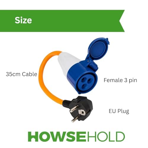 HowseHold European Hook Up Adapter 16 amp to 230v, 3 Pin to EU plug for camping Caravan Motorhome Mains to EU Plug — view 2
