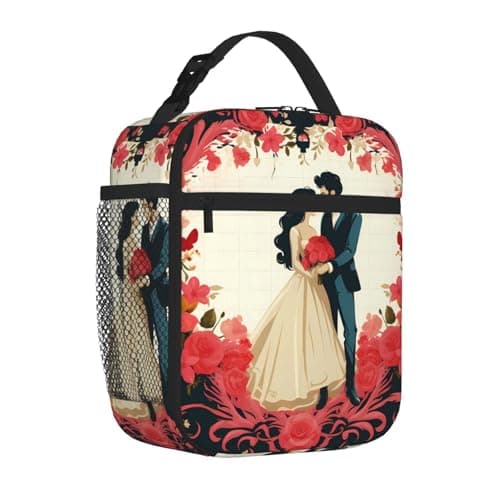 KKLWEGU Just Married Lunch Bag Insulated Reusable Lunch Box Large Capacity Leakproof Lunch Cooler Totes Meal Bags For Women Men Work Office Picnic Travel — view 2