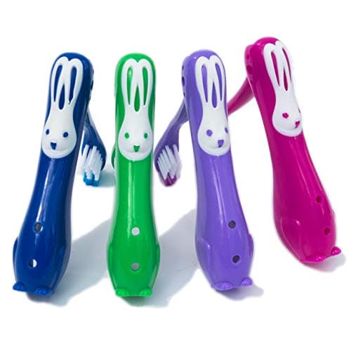 4 Childrens Toothbrushes ~ Kids Manual Folding Brushes (Rabbit Travel) — view 2