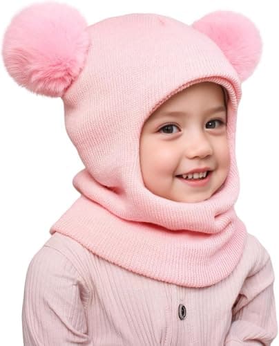 DRESHOW Kids Winter Warm Hat Scarf Baby Earflap Beanies Hood Pom Pom Toddler Hat Windproof Balaclava Kids 1-6 Years — view 2
