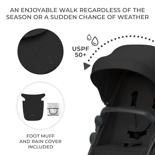 Kinderkraft Newly 4 in 1, Stroller, Pushchair, Travel System, Pram, Newborn Baby, Large Hood, Accessories, Easy Folding, Included Car Seat with ISOFIX Base, from Birth up to 22 kg, Black — view 6