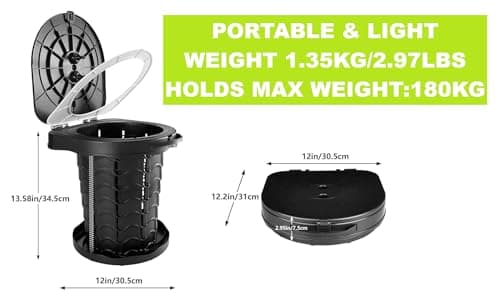 Unibos | Folding Camping Toilet Portable with Bag - for Adults with Lid, Seat & SpareToilet Bags, Outdoor Travel Loo for Fishing, Hiking, Campervan, Caravan, Car, Festivals, Max 180kg — view 3