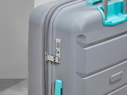 Rock Tulum Medium 63/71L Expandable Hard Shell Suitcase - Grey/Aqua — view 4