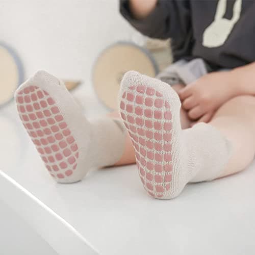 FedMois 5 Pairs Baby Kids Anti-slip Socks Cotton non skid Ankle Socks Animals, Multicolor, 1-3 Years — view 4
