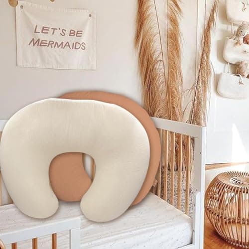 2 Pcs Nursing Pillow Cover Muslin Cotton Hidden Zipper Removable Washable Slipcover For U Shaped Breastfeeding Pillow Baby Boys Girls no Pillow — view 5