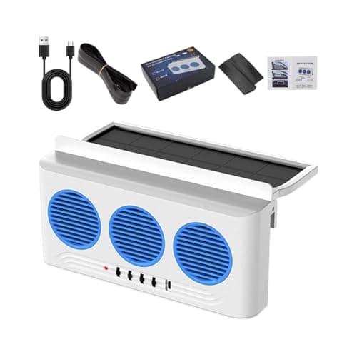 keloppasit Solar Window Fan 3 Outlets Solar Powered Cooler