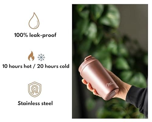 Milu Thermo Mug 300ml - 100% Leak-Proof - Stainless Steel Coffee Mug to go Insulated with Straw Keeps hot for 10h / Cold for 20h, BPA-Free (Rose Gold, 300ml) — view 2