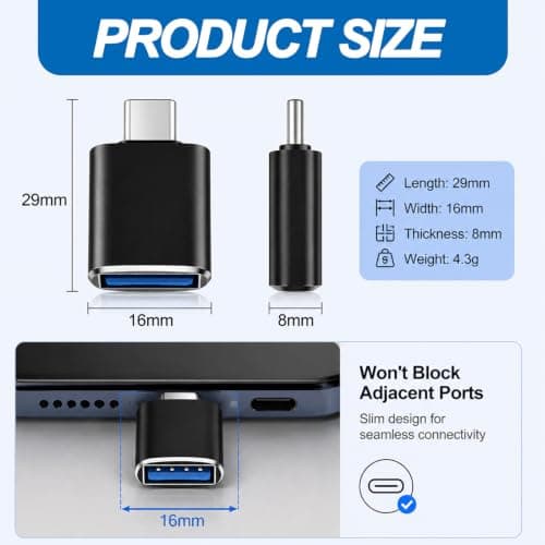 KUTKE 3 Pack USB C to USB Adapter,USB C Male to USB 3.0 Female Adapter — view 2