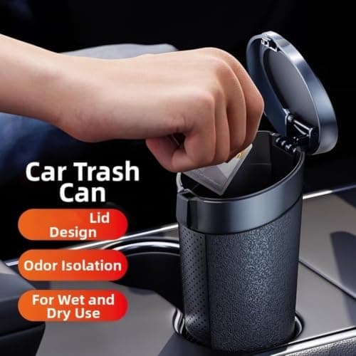Car Trash Can with Dual Lid, Portable Garbage Bin for Cup — view 6