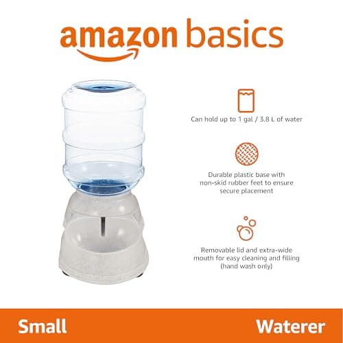 Amazon Basics Dog and Cat Water Feeder, Small, 1 Gallon (3.8 liters), Transparent — view 2