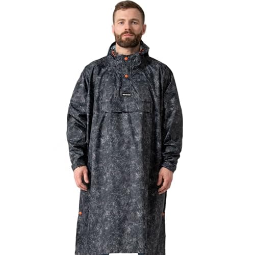 Mac in a Sac Festival Poncho - Packable Waterproof Cape - Unisex - Highly Breathable (8,000gsm) - Adjustable Snap Sides - Graphite Etch — view 2