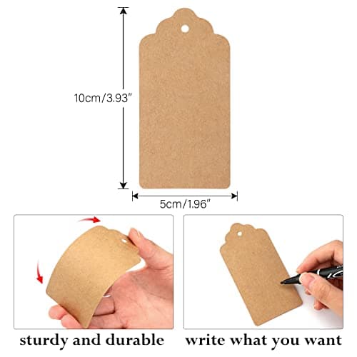 G2PLUS Kraft Gift Tags: Large Plain Labels with String, 5x10cm Brown,100PCS — view 2
