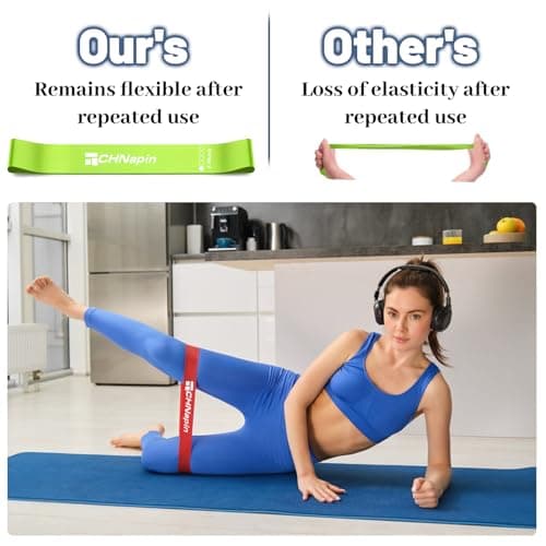 Resistance Bands 5-piece Set with User Guide and Carry Bag,Exercise Bands with 5 Levels for Latex Elastic Bands for Yoga,Pilates, Rehab, Fitness,Strength Training and Home Workout (BLUE) — view 6