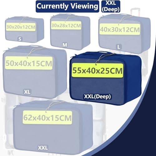Extra Large Deep Packing Cubes 6 PCS, 55x40x25CM Same Size Suitcase Organiser Bags, Mesh Packing Cubes for Suitcases Extra Large Deep Set Only (Navy, 6 x XXL DEEP) — view 2
