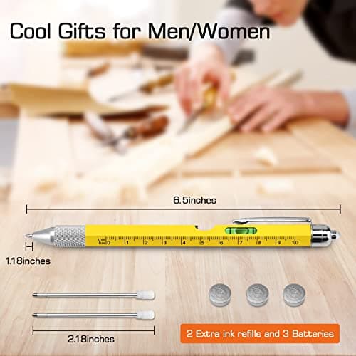 9 in 1 Multitool Pen Set with LED Light, Screwdrivers & Spirit Level – Gadget Pen with Ruler, Stylus & Bottle Opener, 2 Ink Refills — view 3