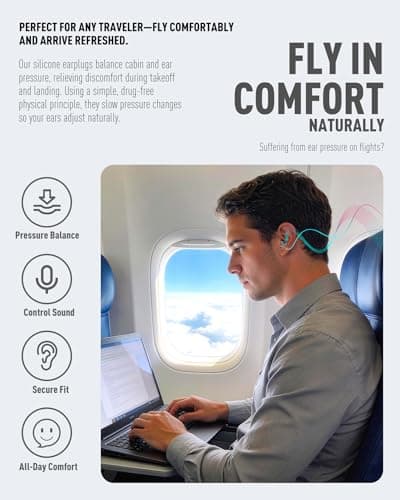 Naiicute Ear Plugs for Flying, Fly Pressure Relief Prevent Ear Pain 2 Pairs — view 2