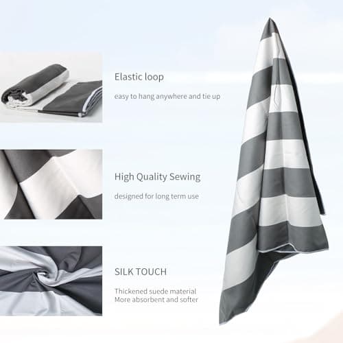 Vorvowry Microfibre Beach Towels for Adults Women Men Extra Large Lightweight Quick Dry Sand Free Travel Towel Double Sided Printing for Swim Sports with Mesh Bag 80×180cm Gray Stripes 1 Pack — view 4