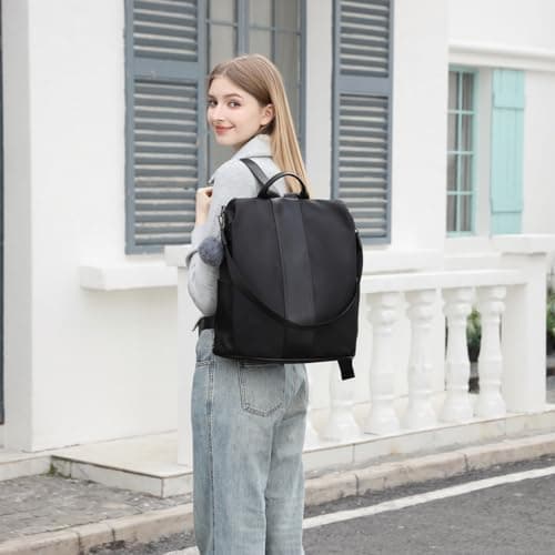 Miss Lulu Large Backpack Womens, Anti-Theft Lightweight PU Rucksack Bags for Ladies, Water Resistant Convertible Shoulder Bag for Work Travel School — view 2