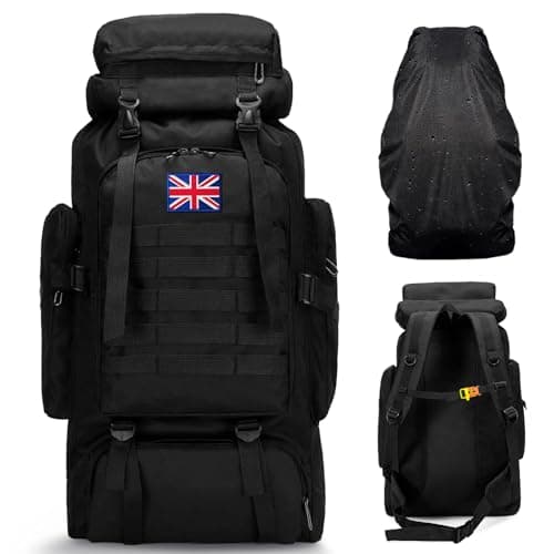 Vnvnvnv 80L Waterproof Hiking Backpack Camping Backpack, Black